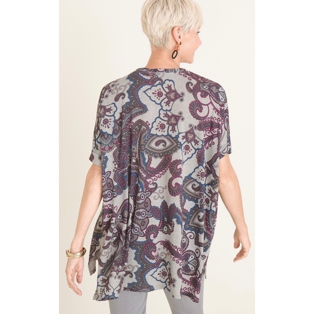 Chico's V Neck Floral Paisley Tunic Top - Picture 9 of 10
